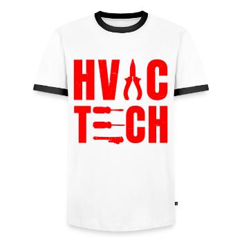 Heating, ventilation and air conditioning technology - Men's Ringer Shirt - white/black - Front - AI Model Female 172 light (172cm) & AI Model Male 178 dark (178cm)