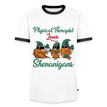 Physiotherapy St. Patrick's Day Gift - Men's Ringer Shirt - white/black - Front - AI Model Female 172 light (172cm) & AI Model Male 178 dark (178cm)