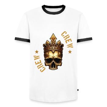 Mallorca Crew King Skeleton Team - Men's Ringer Shirt - white/black - Front - AI Model Female 172 light (172cm) & AI Model Male 178 dark (178cm)