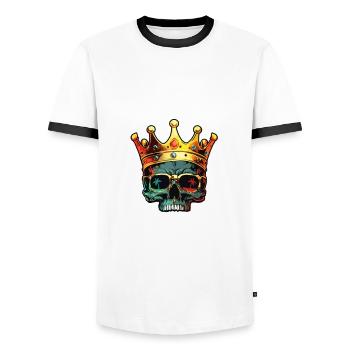 Malle Crew 2023 Mallorca Saying - Men's Ringer Shirt - white/black - Front - AI Model Female 172 light (172cm) & AI Model Male 178 dark (178cm)