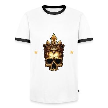 Mallorca 2023 King Skull Party - Men's Ringer Shirt - white/black - Front - AI Model Female 172 light (172cm) & AI Model Male 178 dark (178cm)