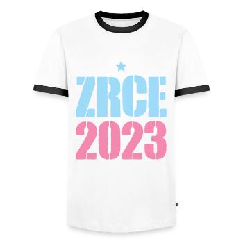 Zrce 2023 - T-shirt contrasté Homme - blanc/noir - Devant - AI Model Female 172 light (172cm) & AI Model Male 178 dark (178cm)