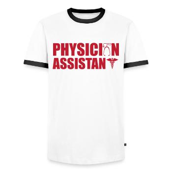 Physician's assistant - Men's Ringer Shirt - white/black - Front - AI Model Female 172 light (172cm) & AI Model Male 178 dark (178cm)