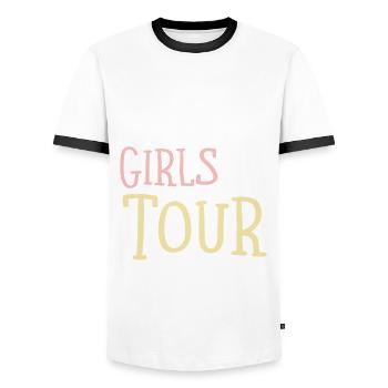 Berlin Girls Tour - Men's Ringer Shirt - white/black - Front - AI Model Female 172 light (172cm) & AI Model Male 178 dark (178cm)