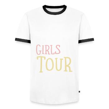 Ibiza Girls Tour - Men's Ringer Shirt - white/black - Front - AI Model Female 172 light (172cm) & AI Model Male 178 dark (178cm)