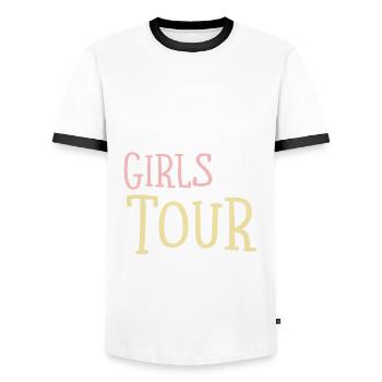 Switzerland Girls Tour - Men's Ringer Shirt - white/black - Front - AI Model Female 172 light (172cm) & AI Model Male 178 dark (178cm)
