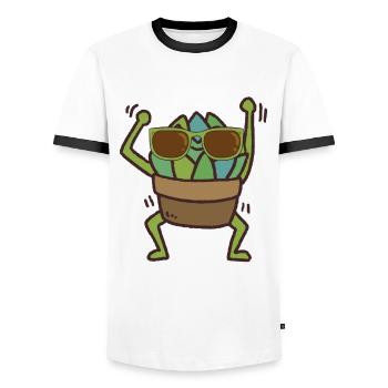 Funny succulents with sunglasses - Men's Ringer Shirt - white/black - Front - AI Model Female 172 light (172cm) & AI Model Male 178 dark (178cm)