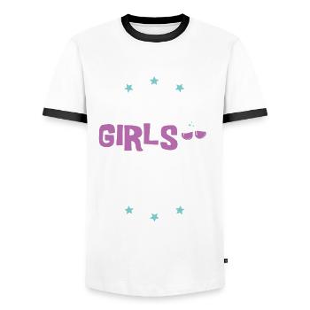 Amsterdam Girls Tour - T-shirt contrasté Homme - blanc/noir - Devant - AI Model Female 172 light (172cm) & AI Model Male 178 dark (178cm)