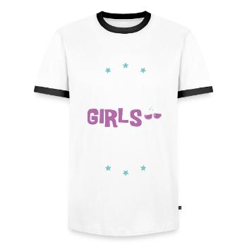 Berlin Girls Tour - Men's Ringer Shirt - white/black - Front - AI Model Female 172 light (172cm) & AI Model Male 178 dark (178cm)