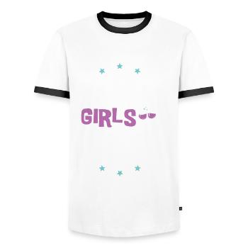 Malle Girls Tour - Men's Ringer Shirt - white/black - Front - AI Model Female 172 light (172cm) & AI Model Male 178 dark (178cm)