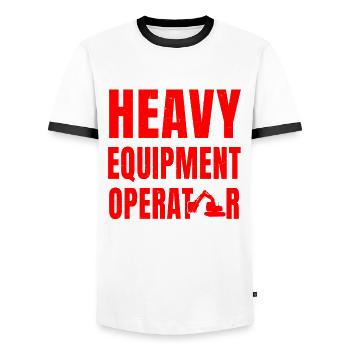 Excavator driver - Men's Ringer Shirt - white/black - Front - AI Model Female 172 light (172cm) & AI Model Male 178 dark (178cm)