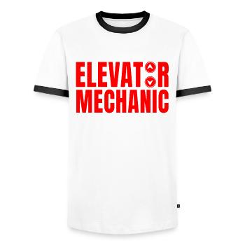 Elevator fitter - Men's Ringer Shirt - white/black - Front - AI Model Female 172 light (172cm) & AI Model Male 178 dark (178cm)