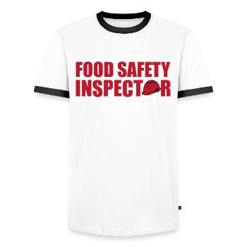 Great Food Safety Inspector Design - Men's Ringer Shirt - white/black - Front - AI Model Female 172 light (172cm) & AI Model Male 178 dark (178cm)