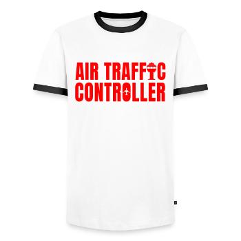 Air traffic controller - Men's Ringer Shirt - white/black - Front - AI Model Female 172 light (172cm) & AI Model Male 178 dark (178cm)