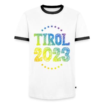 Tyrol 2023 - T-shirt contrasté Homme - blanc/noir - Devant - AI Model Female 172 light (172cm) & AI Model Male 178 dark (178cm)