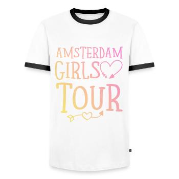 Amsterdam Girls Tour - T-shirt contrasté Homme - blanc/noir - Devant - AI Model Female 172 light (172cm) & AI Model Male 178 dark (178cm)