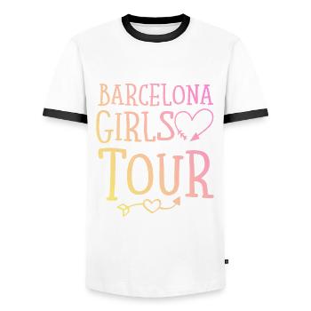 Barcelona Girls Tour - T-shirt contrasté Homme - blanc/noir - Devant - AI Model Female 172 light (172cm) & AI Model Male 178 dark (178cm)