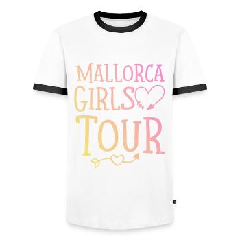 Mallorca Girls Tour - Men's Ringer Shirt - white/black - Front - AI Model Female 172 light (172cm) & AI Model Male 178 dark (178cm)
