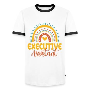 Assistentin Der Geschäftsführung Boho Rainbow - Männer Kontrast-T-Shirt - Weiß/Schwarz - Vorne - AI Model Female 172 light (172cm) & AI Model Male 178 dark (178cm)