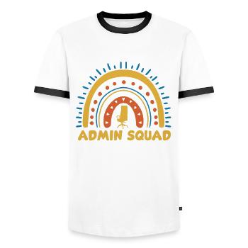 Admin Squad Boho Rainbow Outfit Administrativ - Männer Kontrast-T-Shirt - Weiß/Schwarz - Vorne - AI Model Female 172 light (172cm) & AI Model Male 178 dark (178cm)