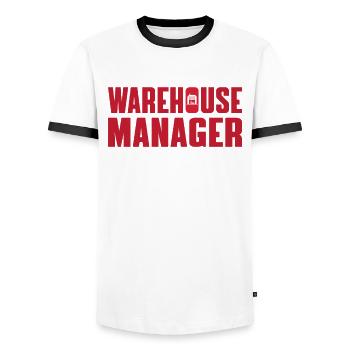 Tolles Lagerverwalter Shirt - Männer Kontrast-T-Shirt - Weiß/Schwarz - Vorne - AI Model Female 172 light (172cm) & AI Model Male 178 dark (178cm)