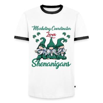 Marketing Coordinator St. Patrick's Day Outfit - Men's Ringer Shirt - white/black - Front - AI Model Female 172 light (172cm) & AI Model Male 178 dark (178cm)