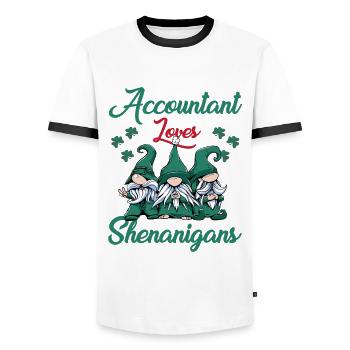 Buchhalter Liebt Spielereien St. Patrick's Day - Männer Kontrast-T-Shirt - Weiß/Schwarz - Vorne - AI Model Female 172 light (172cm) & AI Model Male 178 dark (178cm)