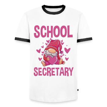 Cute school secretary motif - Men's Ringer Shirt - white/black - Front - AI Model Female 172 light (172cm) & AI Model Male 178 dark (178cm)