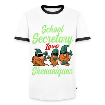 Schulsekretärin Liebt Spielereien St. Patricks Day - Männer Kontrast-T-Shirt - Weiß/Schwarz - Vorne - AI Model Female 172 light (172cm) & AI Model Male 178 dark (178cm)