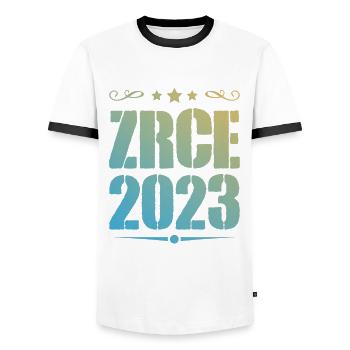 Zrce 2023 - T-shirt contrasté Homme - blanc/noir - Devant - AI Model Female 172 light (172cm) & AI Model Male 178 dark (178cm)