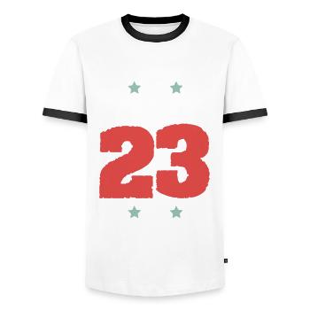 Thailand 23 Jersey 2023 - Men's Ringer Shirt - white/black - Front - AI Model Female 172 light (172cm) & AI Model Male 178 dark (178cm)