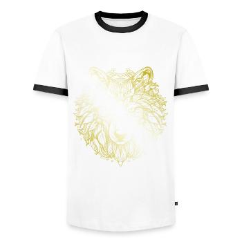 Wolf Mandala gold - Männer Kontrast-T-Shirt - Weiß/Schwarz - Vorne - AI Model Female 172 light (172cm) & AI Model Male 178 dark (178cm)