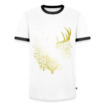 Hirsch Mandala gold - Männer Kontrast-T-Shirt - Weiß/Schwarz - Vorne - AI Model Female 172 light (172cm) & AI Model Male 178 dark (178cm)
