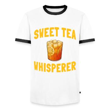 Funny Sweet Tea Whisperer - Men's Ringer Shirt - white/black - Front - AI Model Female 172 light (172cm) & AI Model Male 178 dark (178cm)