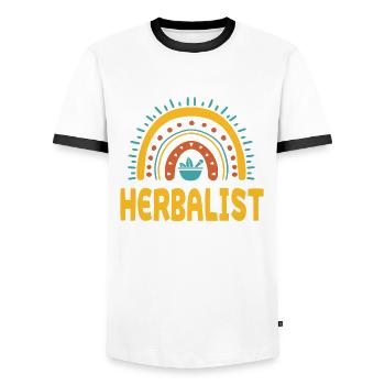 Herbalists Rainbow Design - Men's Ringer Shirt - white/black - Front - AI Model Female 172 light (172cm) & AI Model Male 178 dark (178cm)