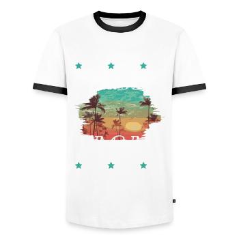 Hambourg Tourisme - T-shirt contrasté Homme - blanc/noir - Devant - AI Model Female 172 light (172cm) & AI Model Male 178 dark (178cm)