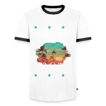 Prag Urlaub - Männer Kontrast-T-Shirt - Weiß/Schwarz - Vorne - AI Model Female 172 light (172cm) & AI Model Male 178 dark (178cm)