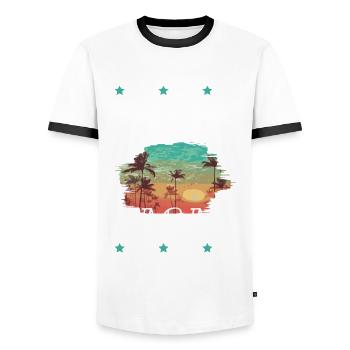 Tourisme Zrce - T-shirt contrasté Homme - blanc/noir - Devant - AI Model Female 172 light (172cm) & AI Model Male 178 dark (178cm)