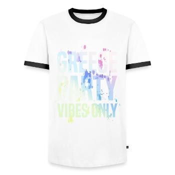 Greece Party Vibes - Men's Ringer Shirt - white/black - Front - AI Model Female 172 light (172cm) & AI Model Male 178 dark (178cm)