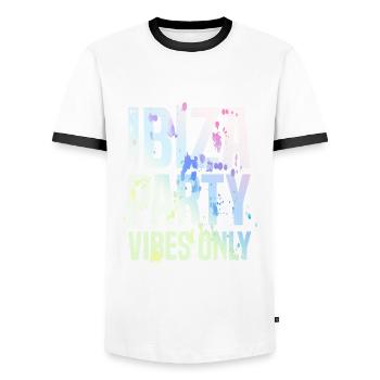 Ibiza Party Vibes - Men's Ringer Shirt - white/black - Front - AI Model Female 172 light (172cm) & AI Model Male 178 dark (178cm)