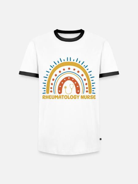 Rheumatology Nurse Rainbow - Men's Ringer Shirt - white/black