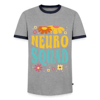 Neuro Squad Neuroscience Flower Outfit - Men's Ringer Shirt - grey/navy  - Front - AI Model Female 172 light (172cm) & AI Model Male 178 light (178cm)