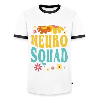 Neuro Squad Neuroscience Flower Outfit - Men's Ringer Shirt - white/black - Front - AI Model Female 172 light (172cm) & AI Model Male 178 dark (178cm)