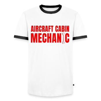 Mécanicien de cabine d’aéronef - T-shirt contrasté Homme - blanc/noir - Devant - AI Model Female 172 light (172cm) & AI Model Male 178 dark (178cm)