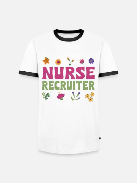Beautiful Nurse Recruiter Flower Gift - Men's Ringer Shirt - white/black