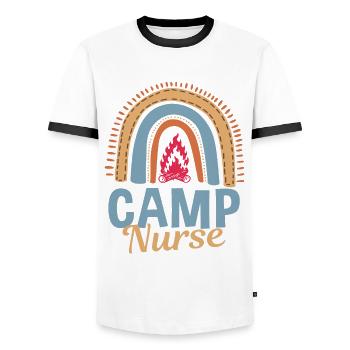 Niedliches Lagerkrankenschwester Regenbogen - Männer Kontrast-T-Shirt - Weiß/Schwarz - Vorne - AI Model Female 172 light (172cm) & AI Model Male 178 dark (178cm)
