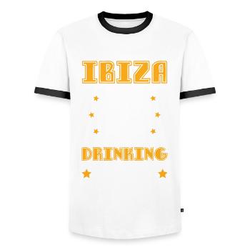 Ibiza Drinking Team - Men's Ringer Shirt - white/black - Front - AI Model Female 172 light (172cm) & AI Model Male 178 dark (178cm)