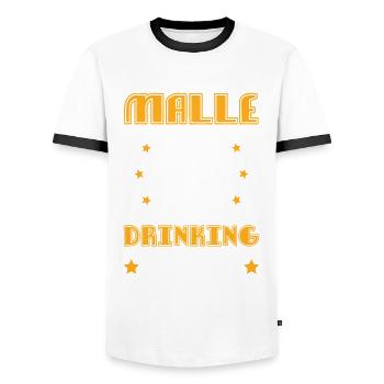 L’équipe de buveurs Malle - T-shirt contrasté Homme - blanc/noir - Devant - AI Model Female 172 light (172cm) & AI Model Male 178 dark (178cm)
