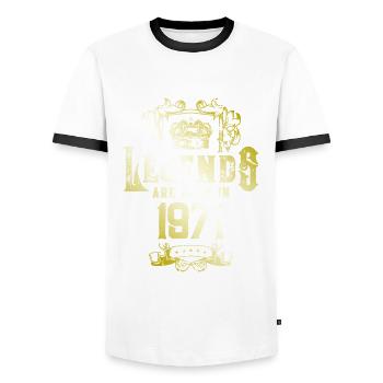1971 legends geburtstag - Männer Kontrast-T-Shirt - Weiß/Schwarz - Vorne - AI Model Female 172 light (172cm) & AI Model Male 178 dark (178cm)
