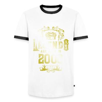 2008 Legends Birthday - Men's Ringer Shirt - white/black - Front - AI Model Female 172 light (172cm) & AI Model Male 178 dark (178cm)